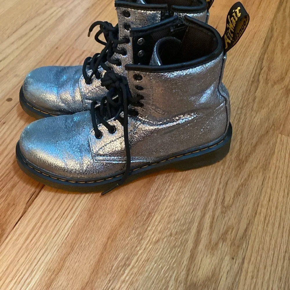 Dr. Martens Blue Metallic 1460 Kids Boots